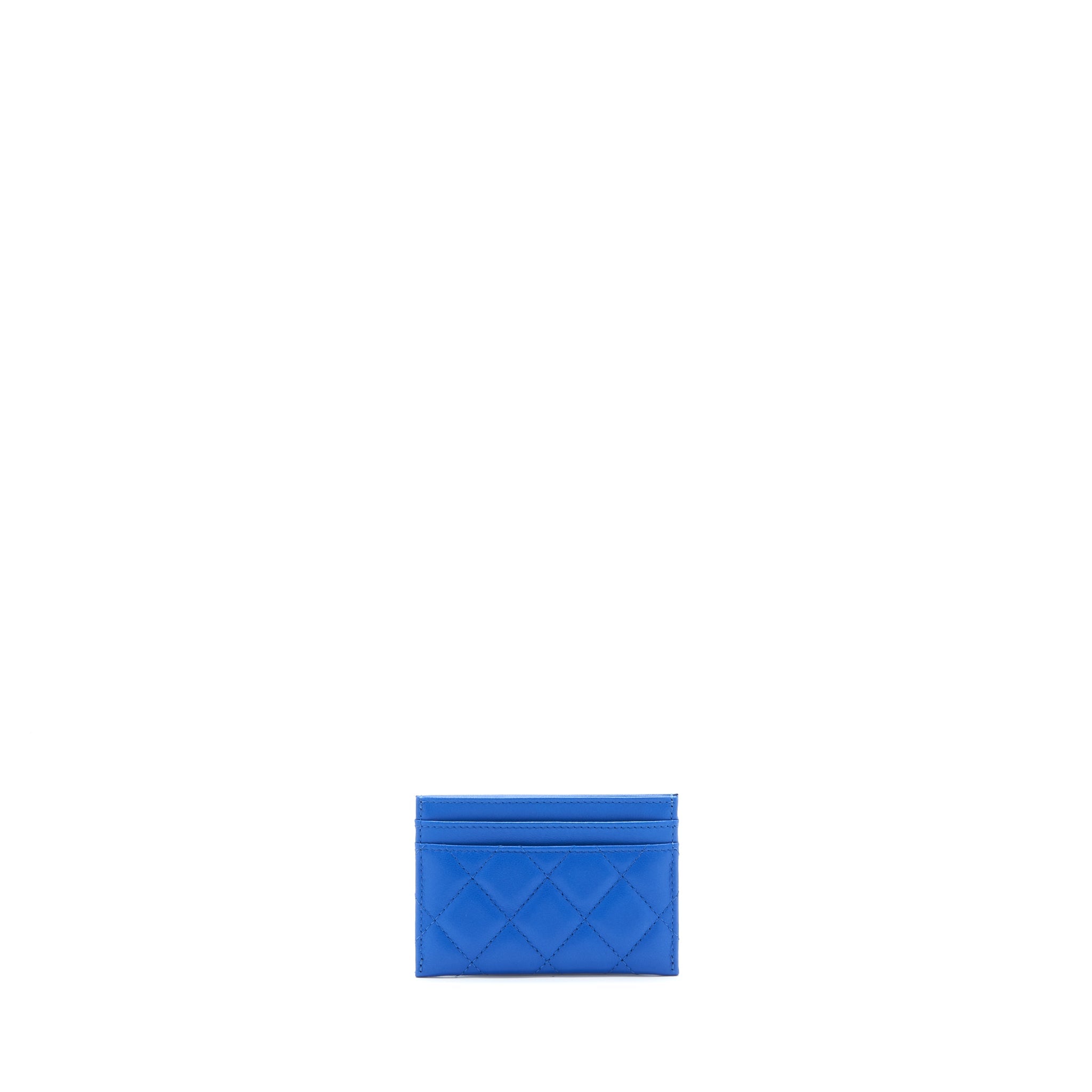 CHANEL CLASSIC CC CARD HOLDER LAMBSKIN BLUE SHW