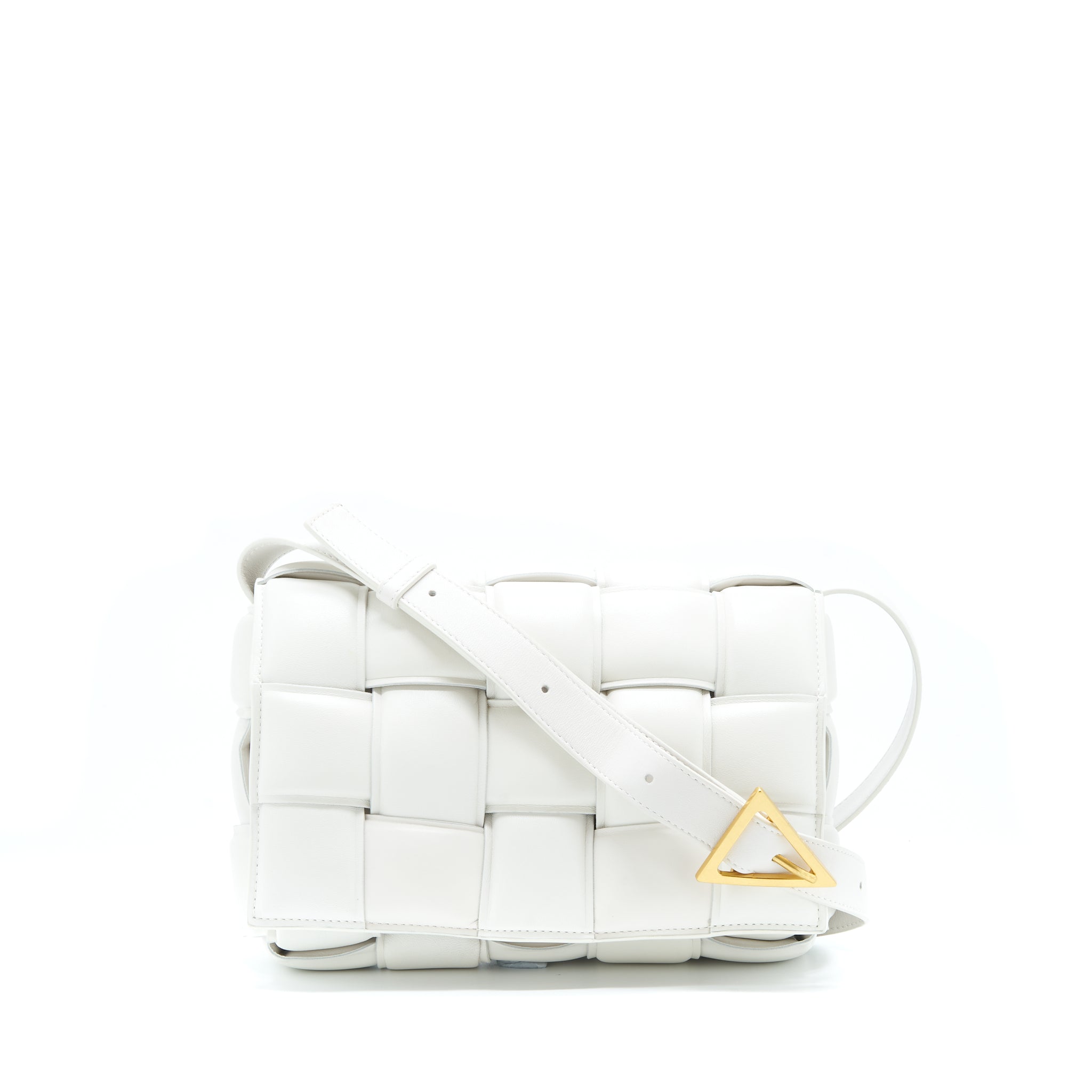 BOTTEGA VENETA PADDED CASSETTE BAG LAMBSKIN CHALK GHW