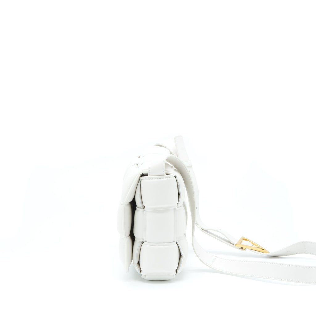 BOTTEGA VENETA PADDED CASSETTE BAG LAMBSKIN CHALK GHW