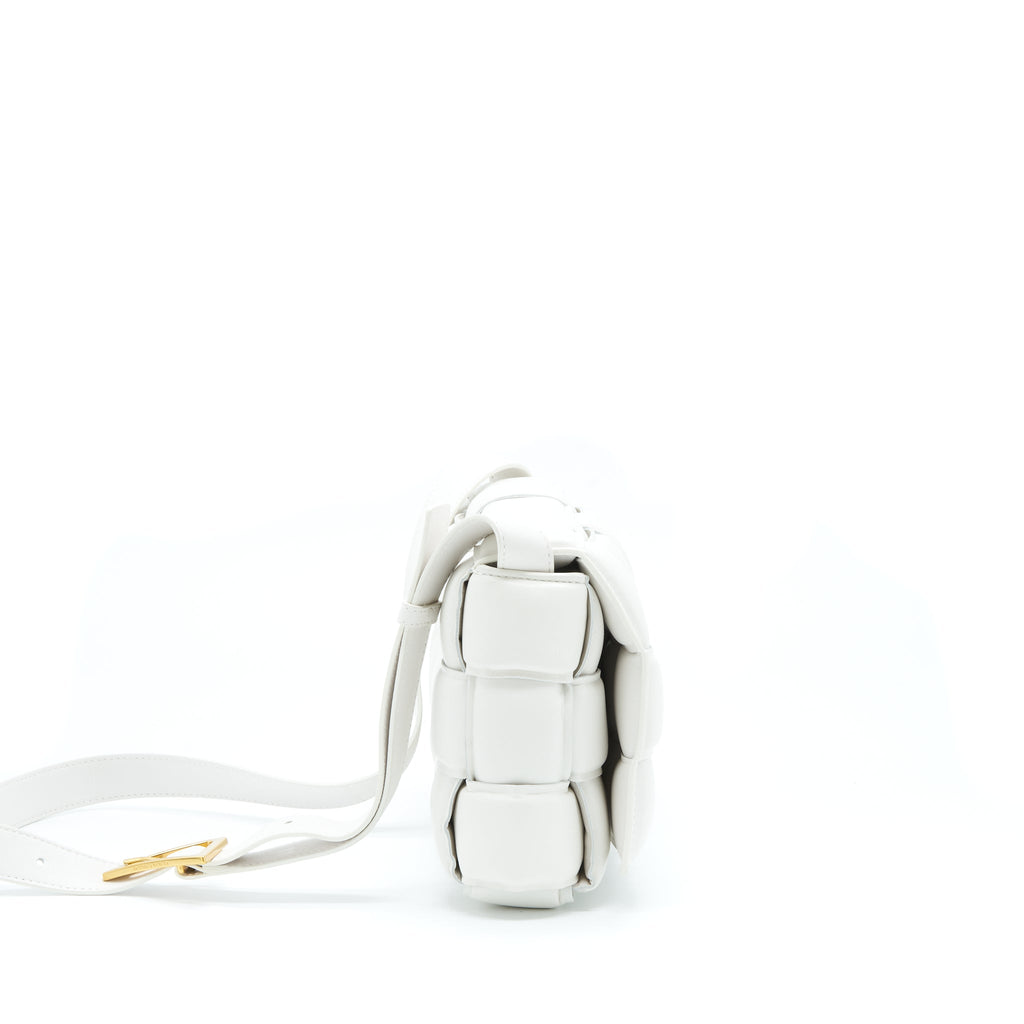 BOTTEGA VENETA PADDED CASSETTE BAG LAMBSKIN CHALK GHW
