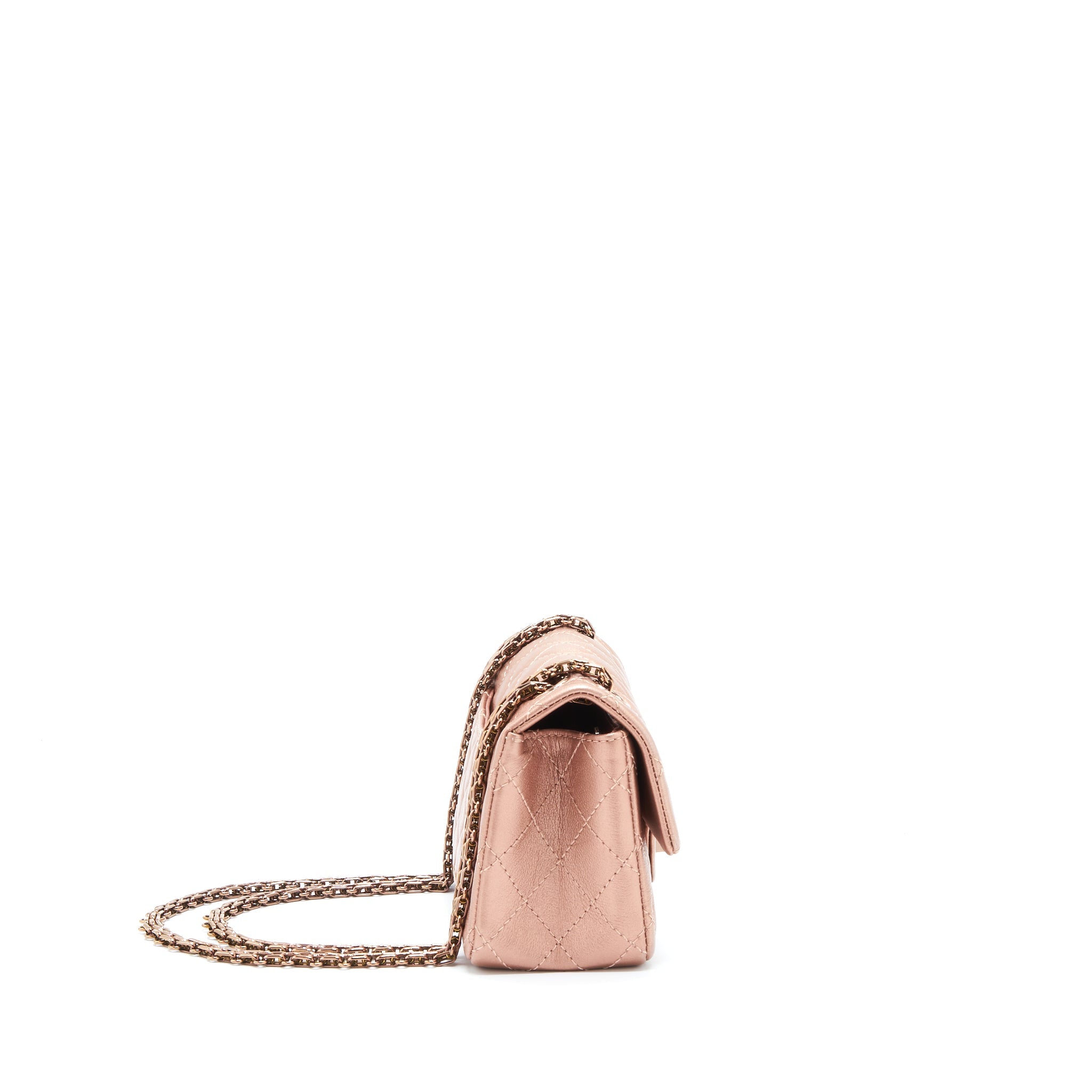 CHANEL MINI 2.55 REISSUE FLAP BAG CALFSKIN METALLIC PINK (MICROCHIP)