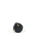 CHANEL PEARL ROUND CLUTCH WITH CHAIN CALFSKIN BLACK GHW