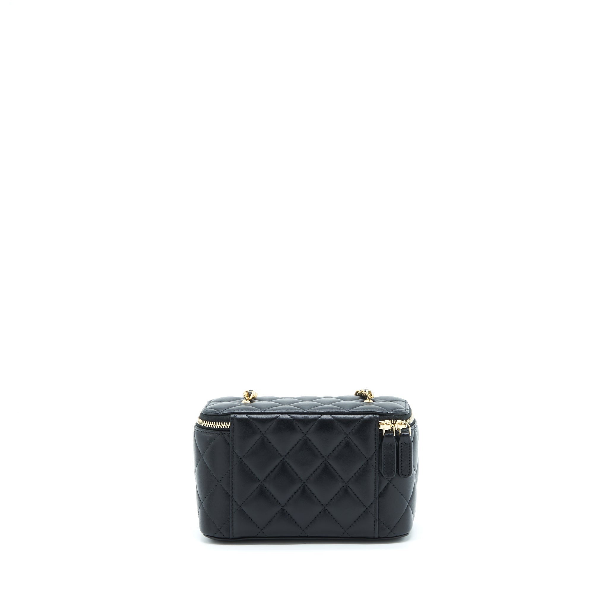 CHANEL 22S PEARL CRUSH LONG VANITY WITH CHAIN LAMBSKIN BLACK GHW