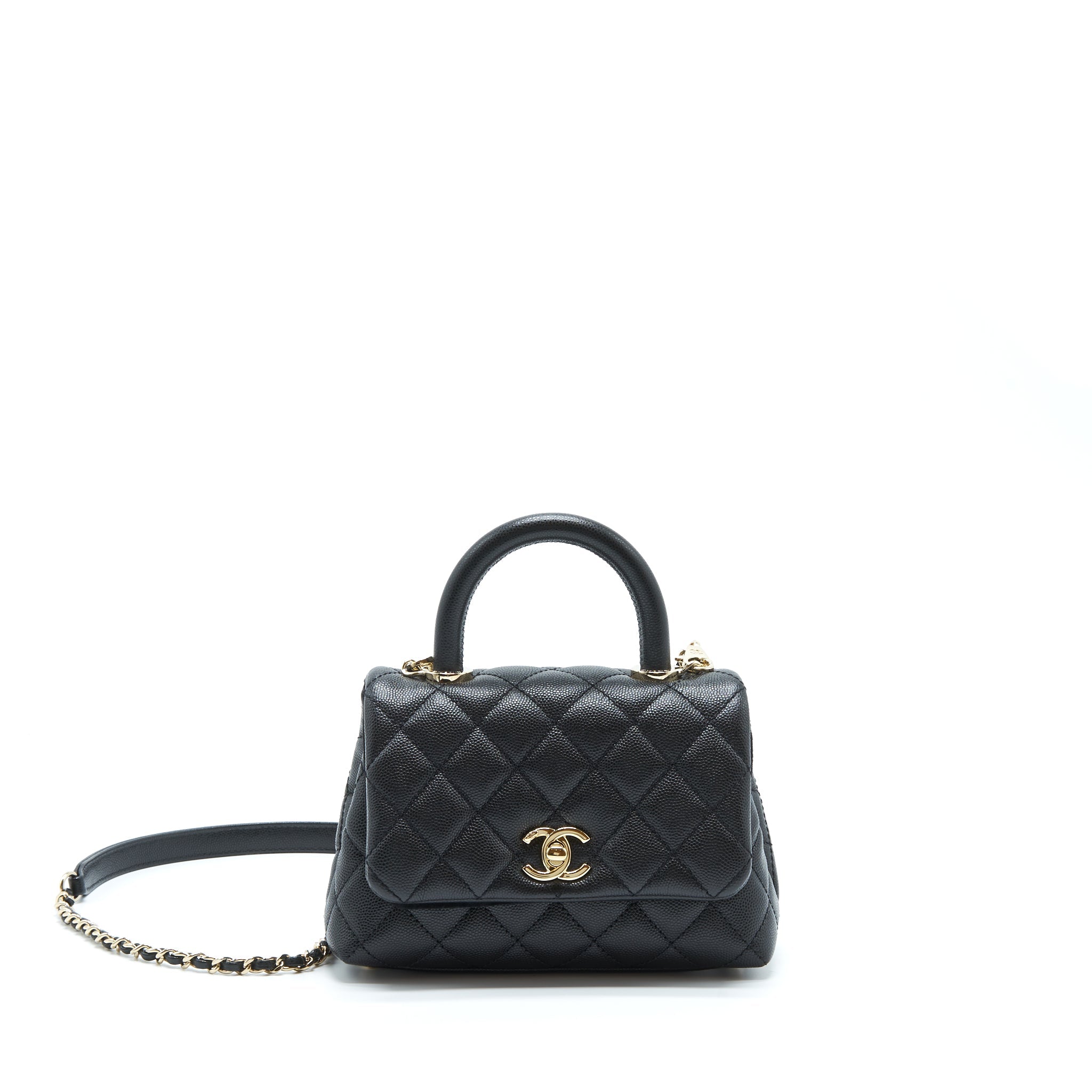 CHANEL MINI COCO HANDLE CAVIAR BLACK LGHW