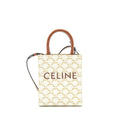 CELINE MINI VERTICAL TOTE CABAS IN TRIOMPHE CANVAS/CALFSKIN WHITE