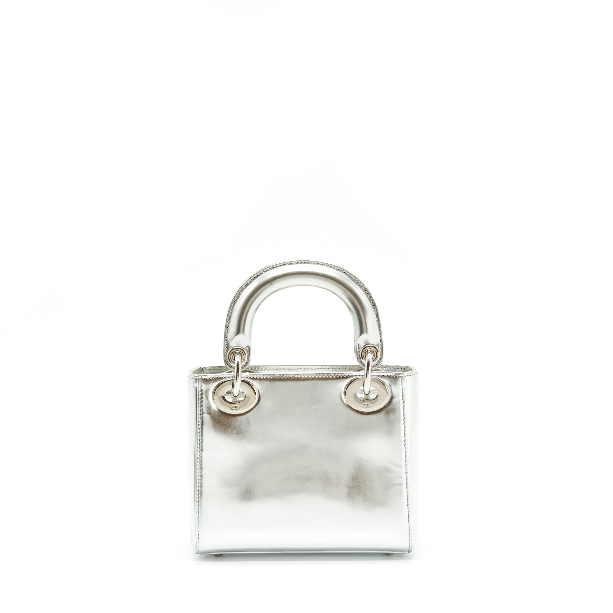 DIOR MINI LADY DIOR METALLIC SILVER SHW