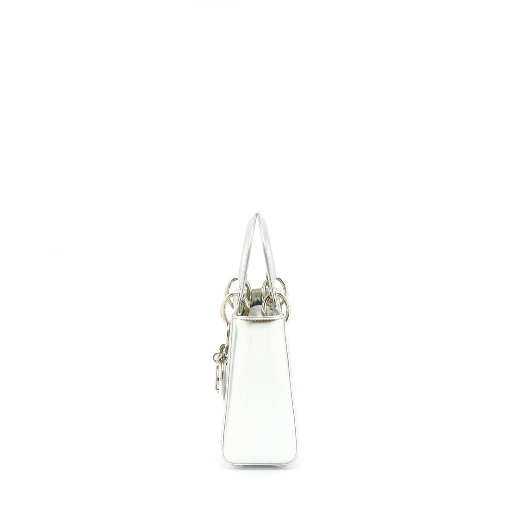DIOR MINI LADY DIOR METALLIC SILVER SHW