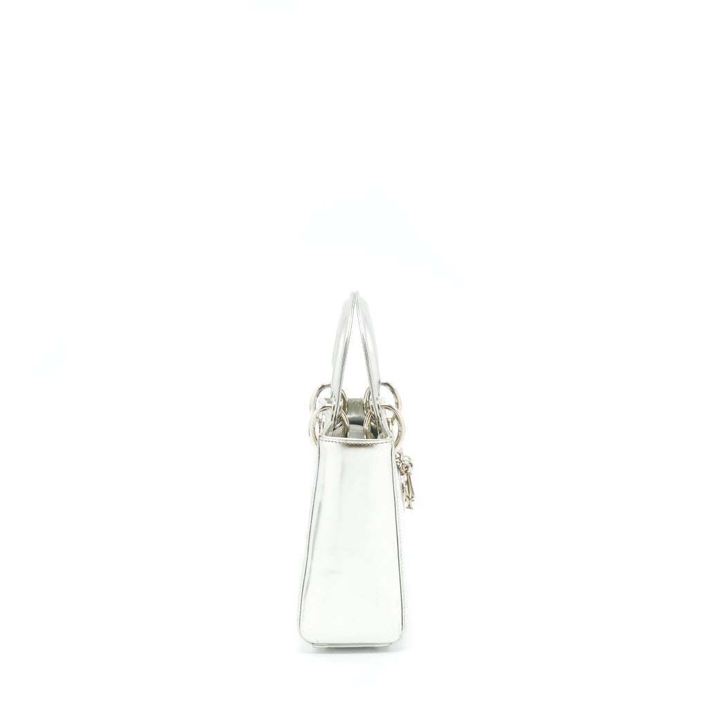 DIOR MINI LADY DIOR METALLIC SILVER SHW