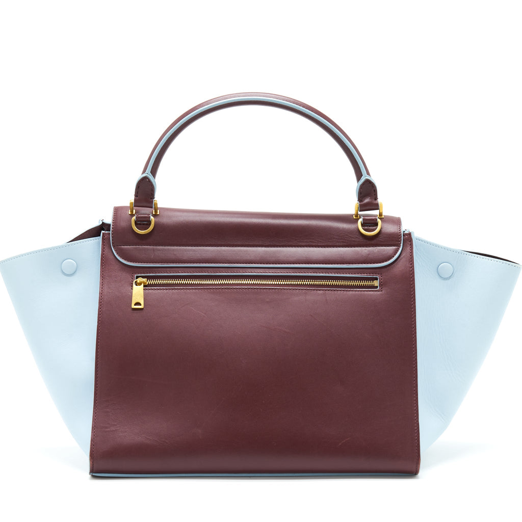 CELINE TRAPEZE BAG BURGUNDY / LIGHT BLUE GHW