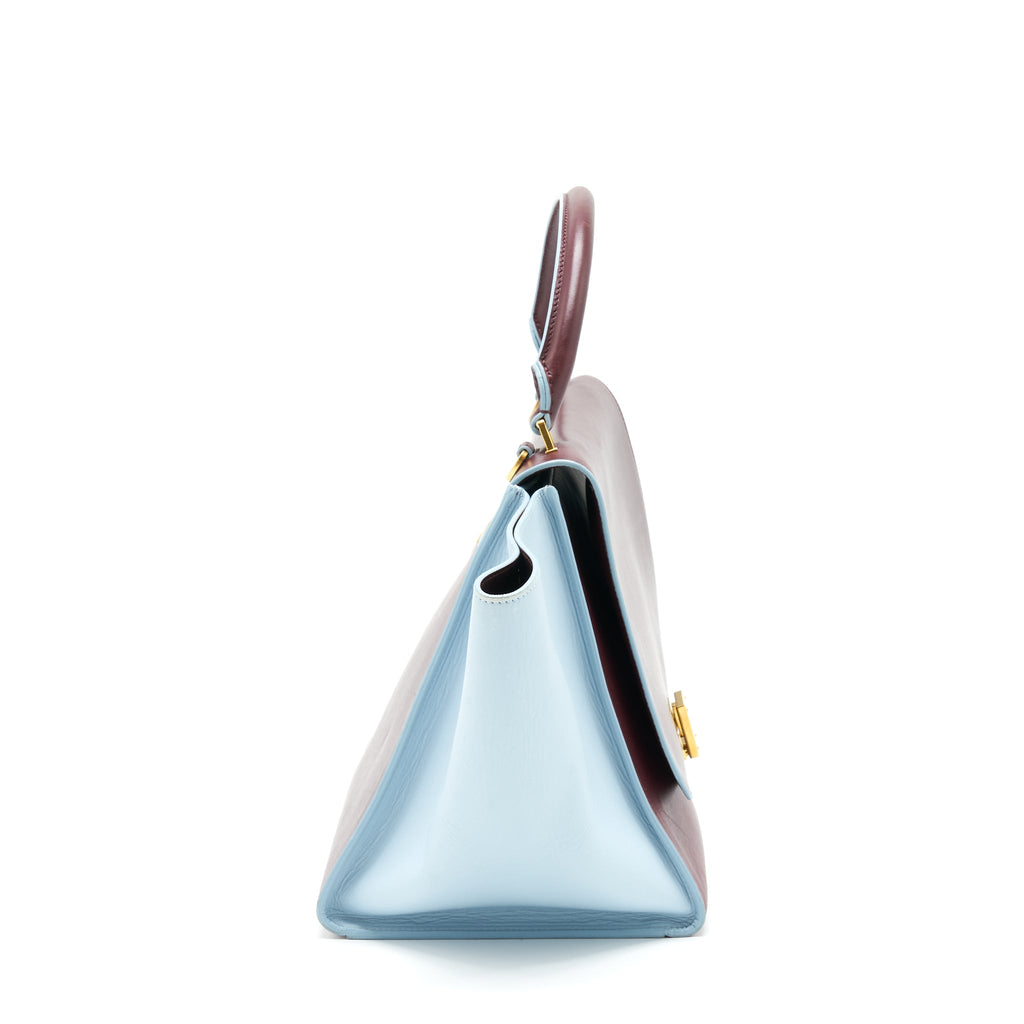 CELINE TRAPEZE BAG BURGUNDY / LIGHT BLUE GHW