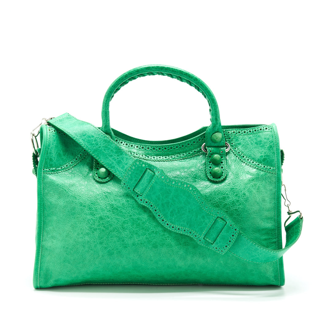 BALENCIAGA LACE CITY BAG GREEN SHW