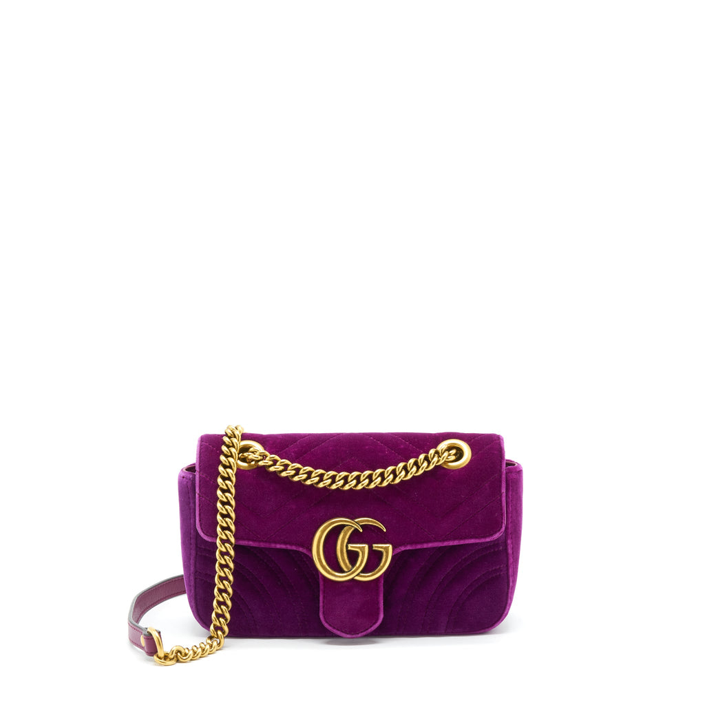GUCCI MINI MARMONT BAG VELVET PURPLE GHW