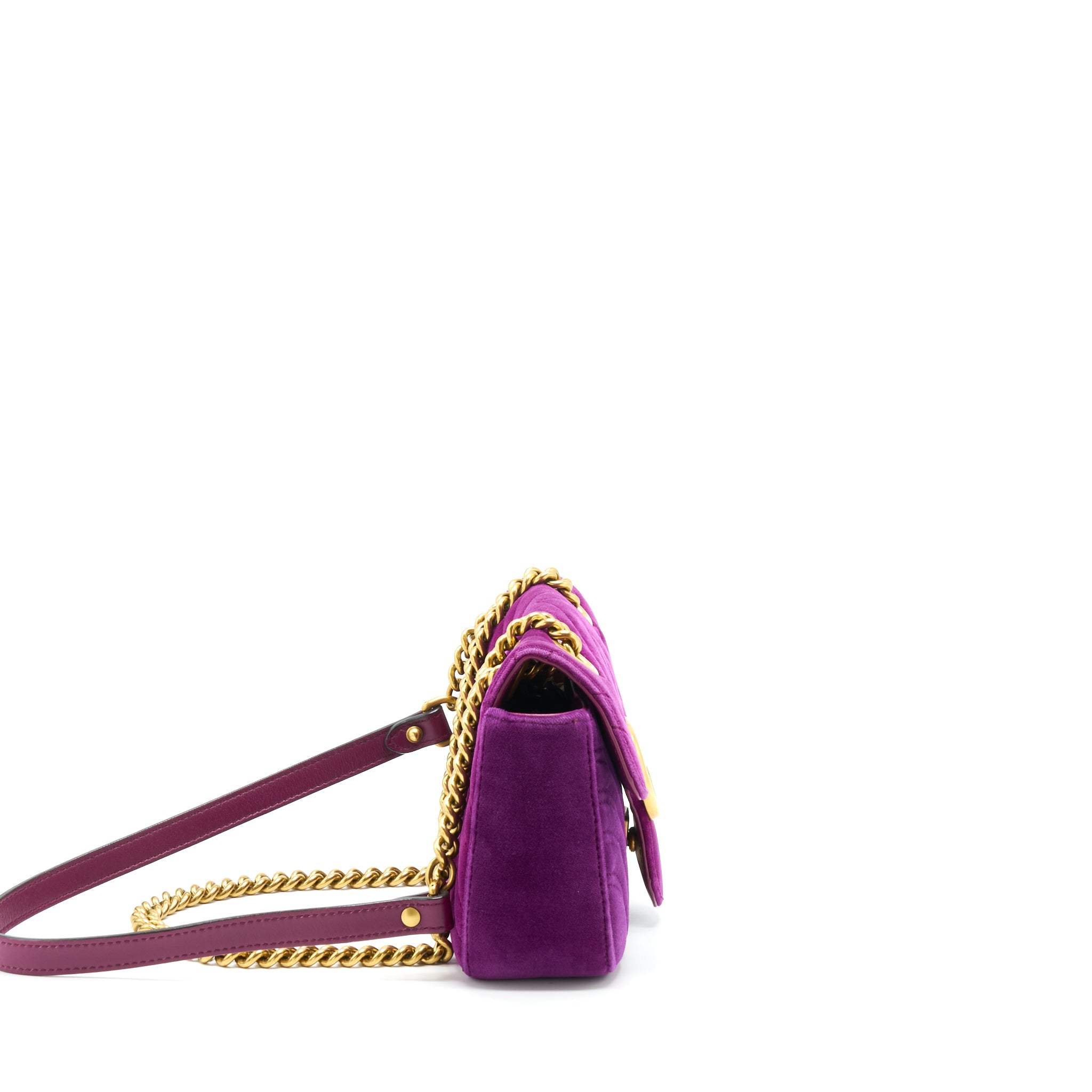 GUCCI MINI MARMONT BAG VELVET PURPLE GHW