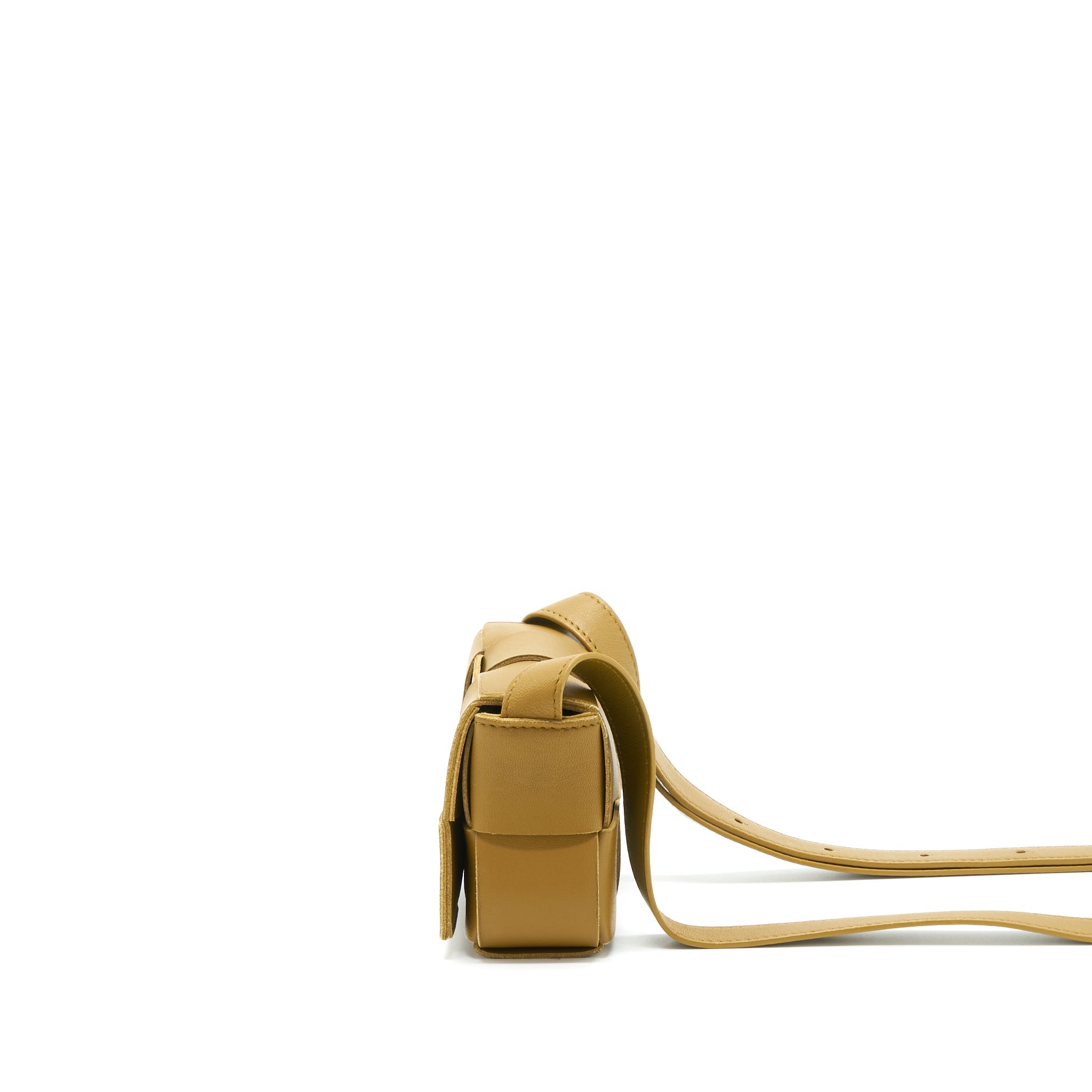 BOTTEGA VENETTA MINI CASSETTE CROSSBODY BAG OLIVE BROWN LGHW