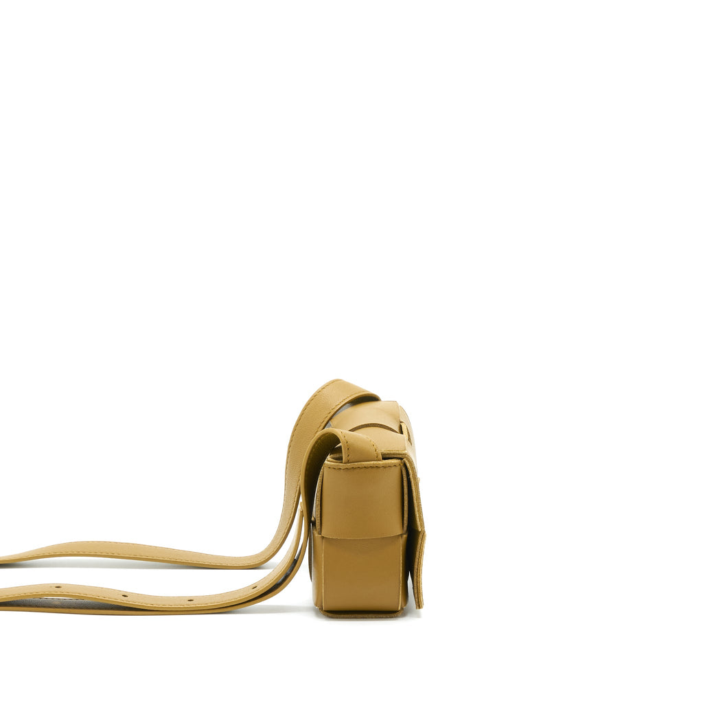 BOTTEGA VENETTA MINI CASSETTE CROSSBODY BAG OLIVE BROWN LGHW