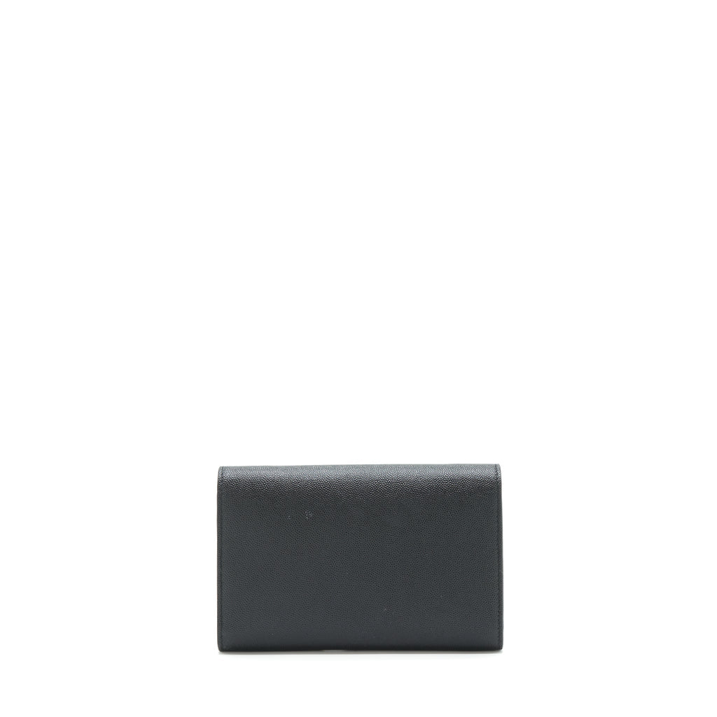 SAINT LAURENT/YSL ENVELOP SMALL CROSSBODY BAG GRAINED CALFSKIN BLACK GHW