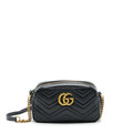 GUCCI GG MARMONT MATELASSE SHOULDER BAG BLACK GHW