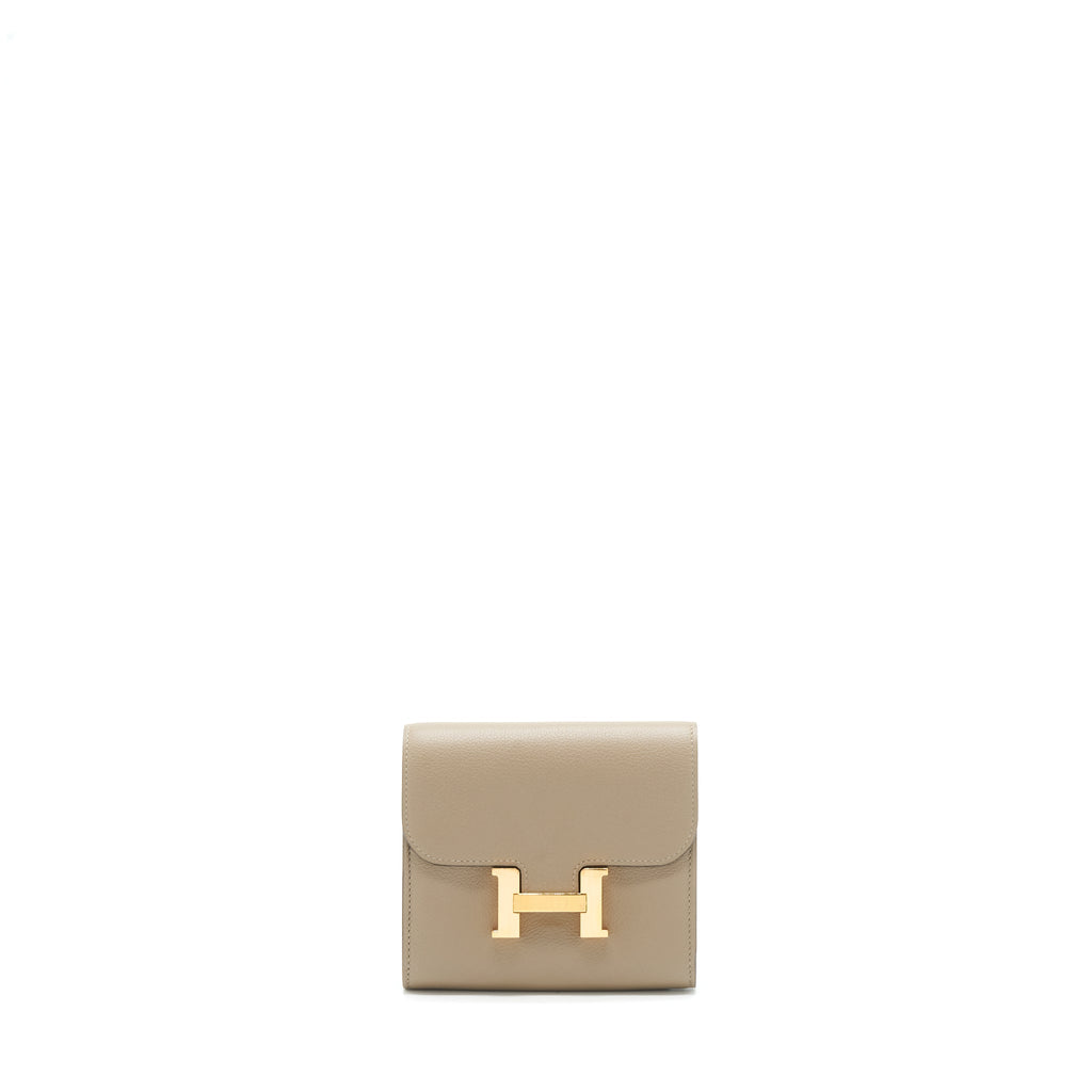 HERMES CONSTANCE COMPACT WALLET EVERCOLOR M8 GRIS ASHPITE RGHW