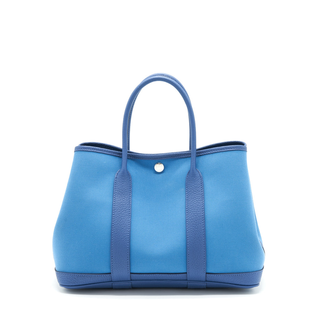 HERMES GARDEN PARTY 30 CANVAS BLUE BRIGHTON/AZUR SHW