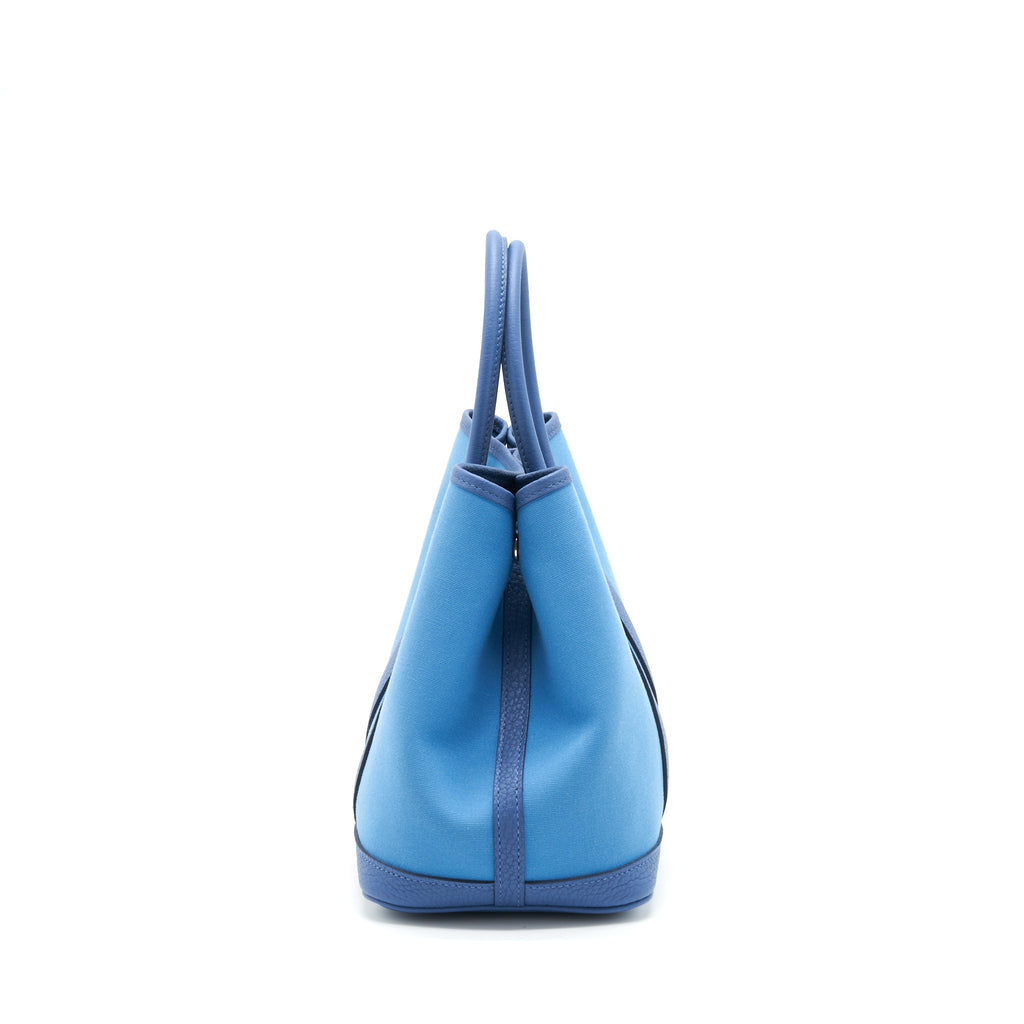 HERMES GARDEN PARTY 30 CANVAS BLUE BRIGHTON/AZUR SHW