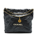 CHANEL 22 HANDBAG SHINY CALFSKIN BLACK GHW (MICROCHIP)