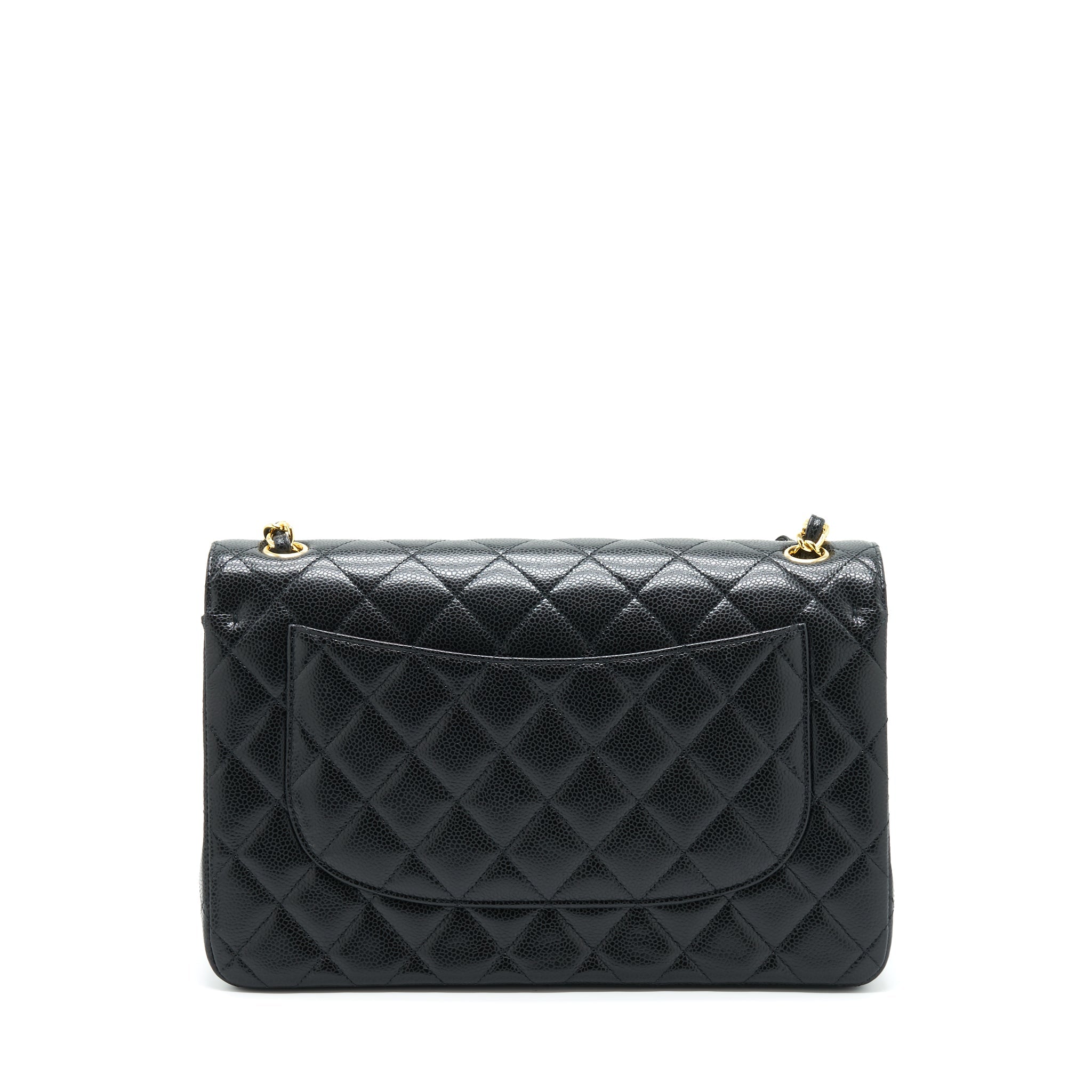 CHANEL JUMBO CLASSIC DOUBLE FLAP BAG CAVIAR BLACK GHW (MICROCHIP)