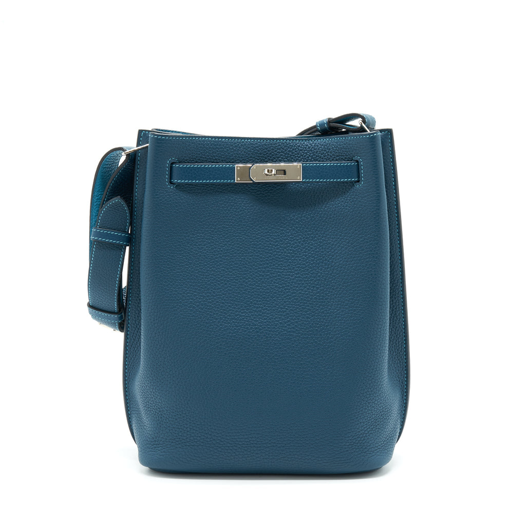 HERMES SO KELLY 22 TOGO BLUE COLVERT / TURQUOISE SHW