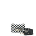 DIOR MINI J’ADIOR FLAP BAG BLACK/ WHITE WITH WIDE SHOULDER STRAP SHW