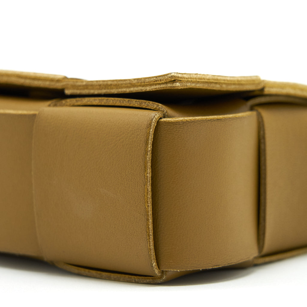 BOTTEGA VENETTA MINI CASSETTE CROSSBODY BAG OLIVE BROWN LGHW