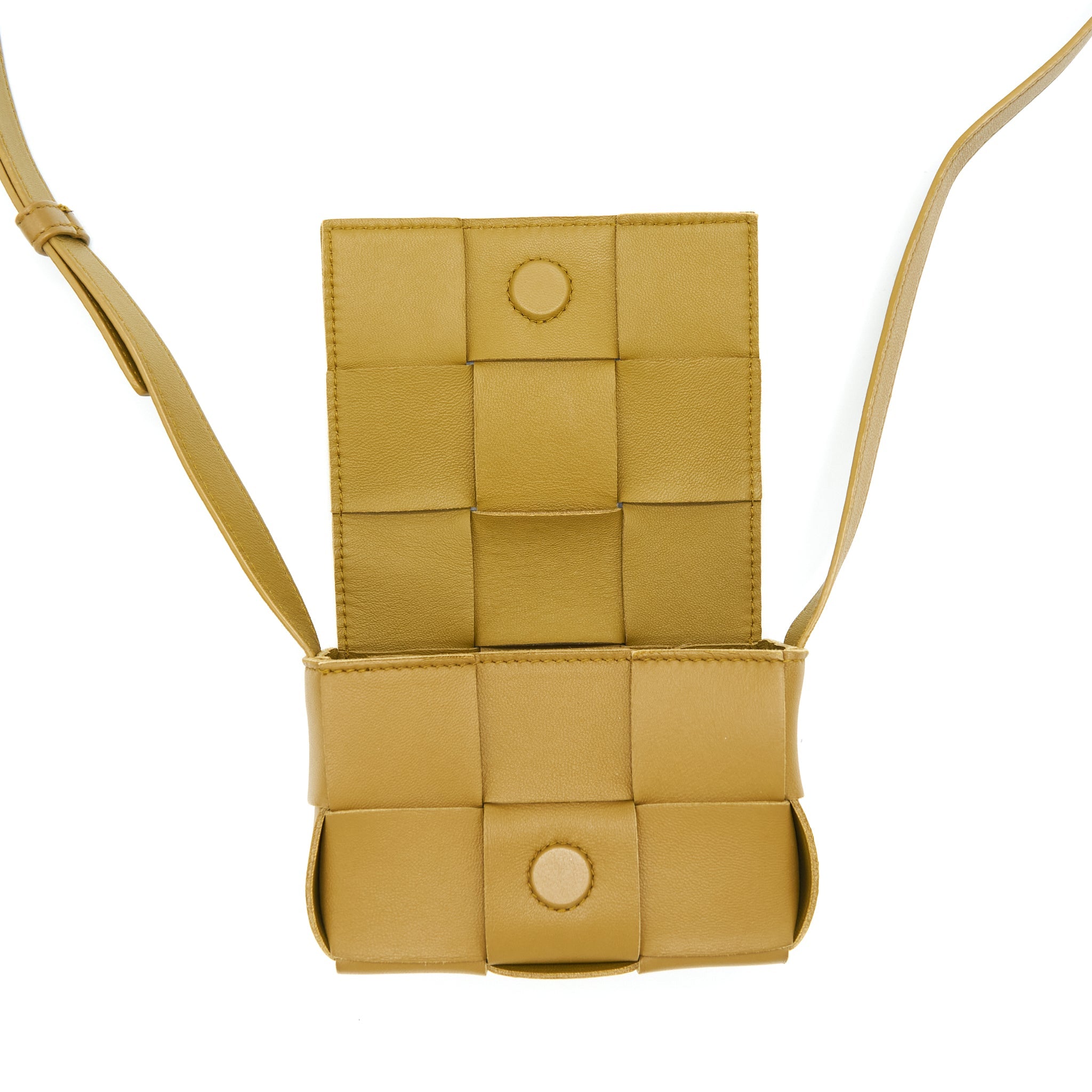 BOTTEGA VENETTA MINI CASSETTE CROSSBODY BAG OLIVE BROWN LGHW