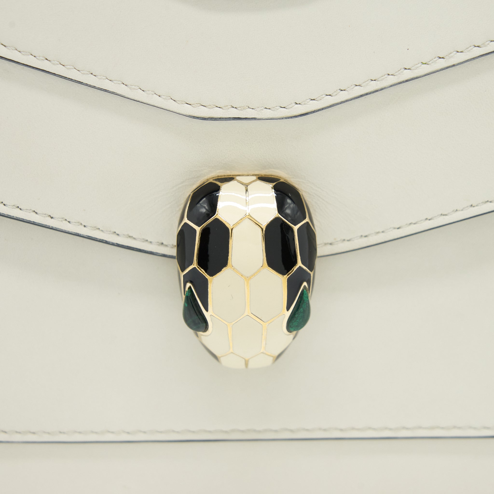 BVLGARI TOP HANDLE SERPENTI BAG WHITE