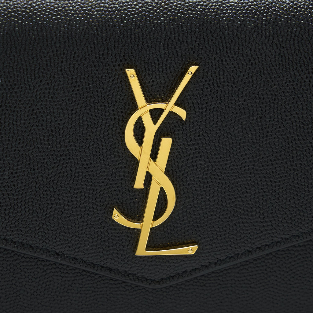 SAINT LAURENT/YSL ENVELOP SMALL CROSSBODY BAG GRAINED CALFSKIN BLACK GHW