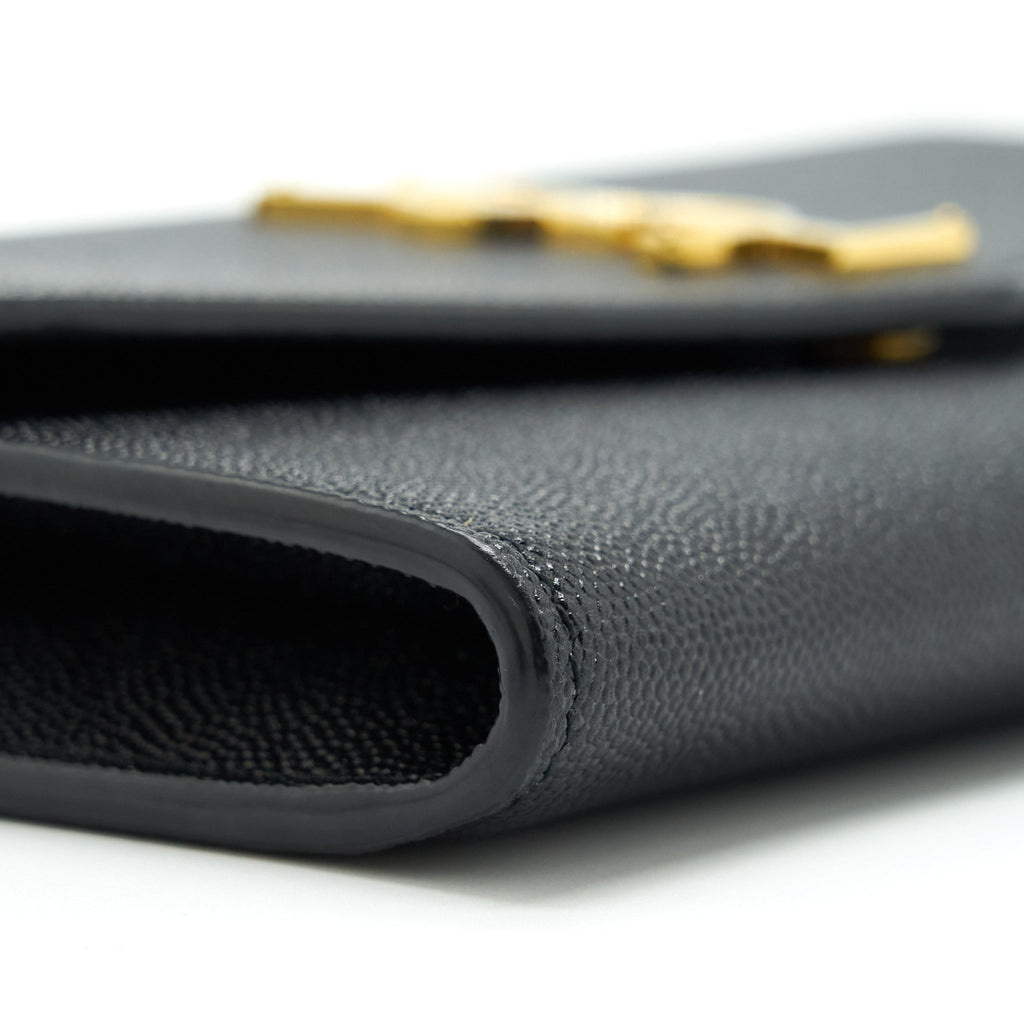 SAINT LAURENT/YSL ENVELOP SMALL CROSSBODY BAG GRAINED CALFSKIN BLACK GHW