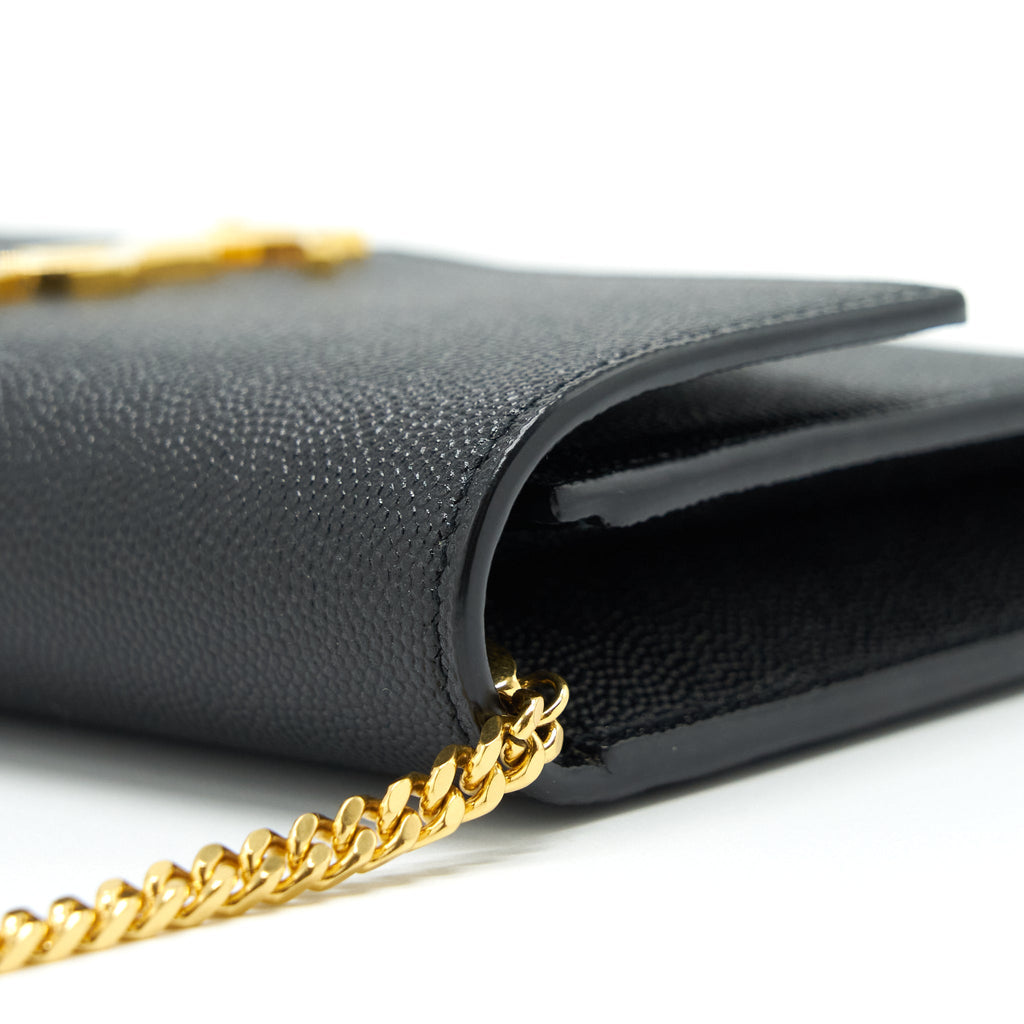 SAINT LAURENT/YSL ENVELOP SMALL CROSSBODY BAG GRAINED CALFSKIN BLACK GHW