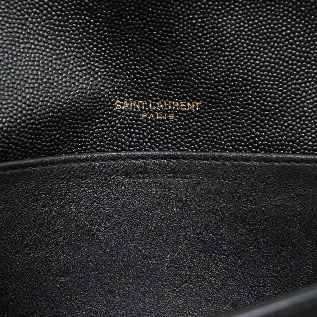 SAINT LAURENT/YSL ENVELOP SMALL CROSSBODY BAG GRAINED CALFSKIN BLACK GHW