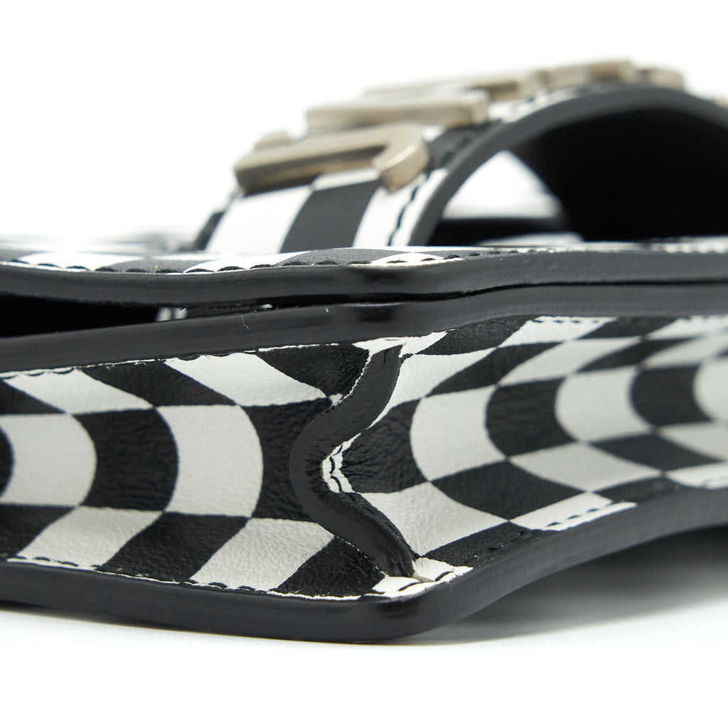 DIOR MINI J’ADIOR FLAP BAG BLACK/ WHITE WITH WIDE SHOULDER STRAP SHW