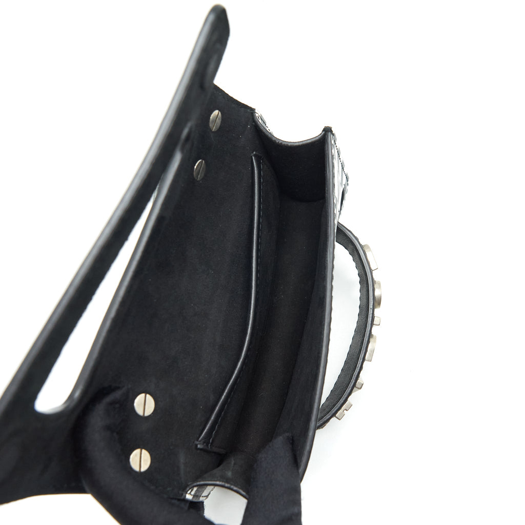 DIOR MINI J’ADIOR FLAP BAG BLACK/ WHITE WITH WIDE SHOULDER STRAP SHW