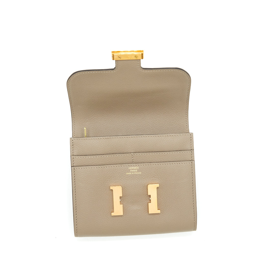 HERMES CONSTANCE COMPACT WALLET EVERCOLOR M8 GRIS ASHPITE RGHW