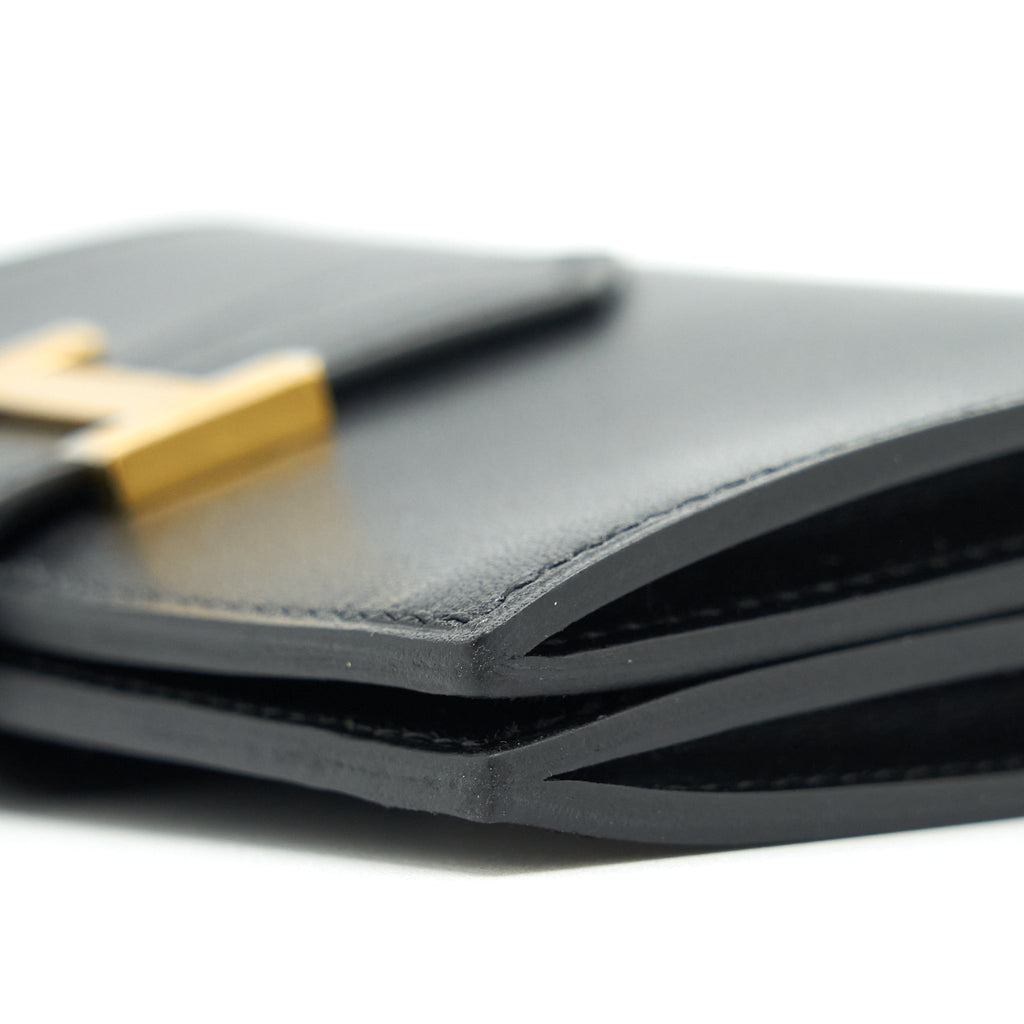 HERMES BEARN CARD HOLDER BOX CALFSKIN BLACK GHW