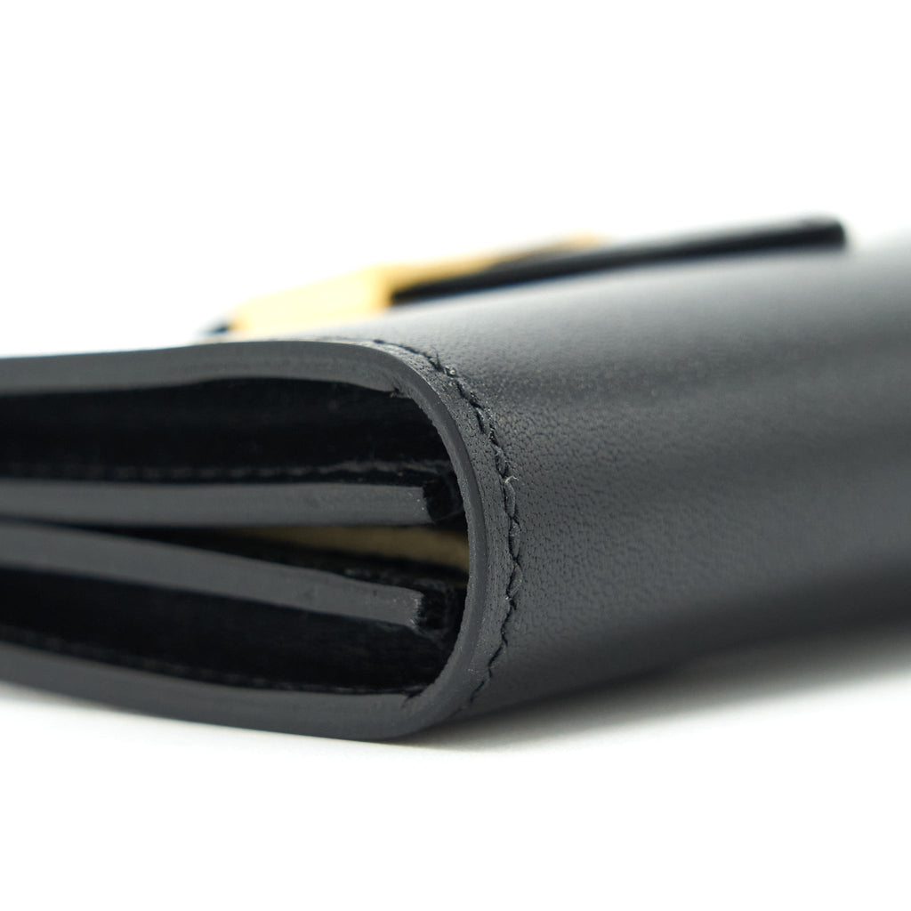 HERMES BEARN CARD HOLDER BOX CALFSKIN BLACK GHW