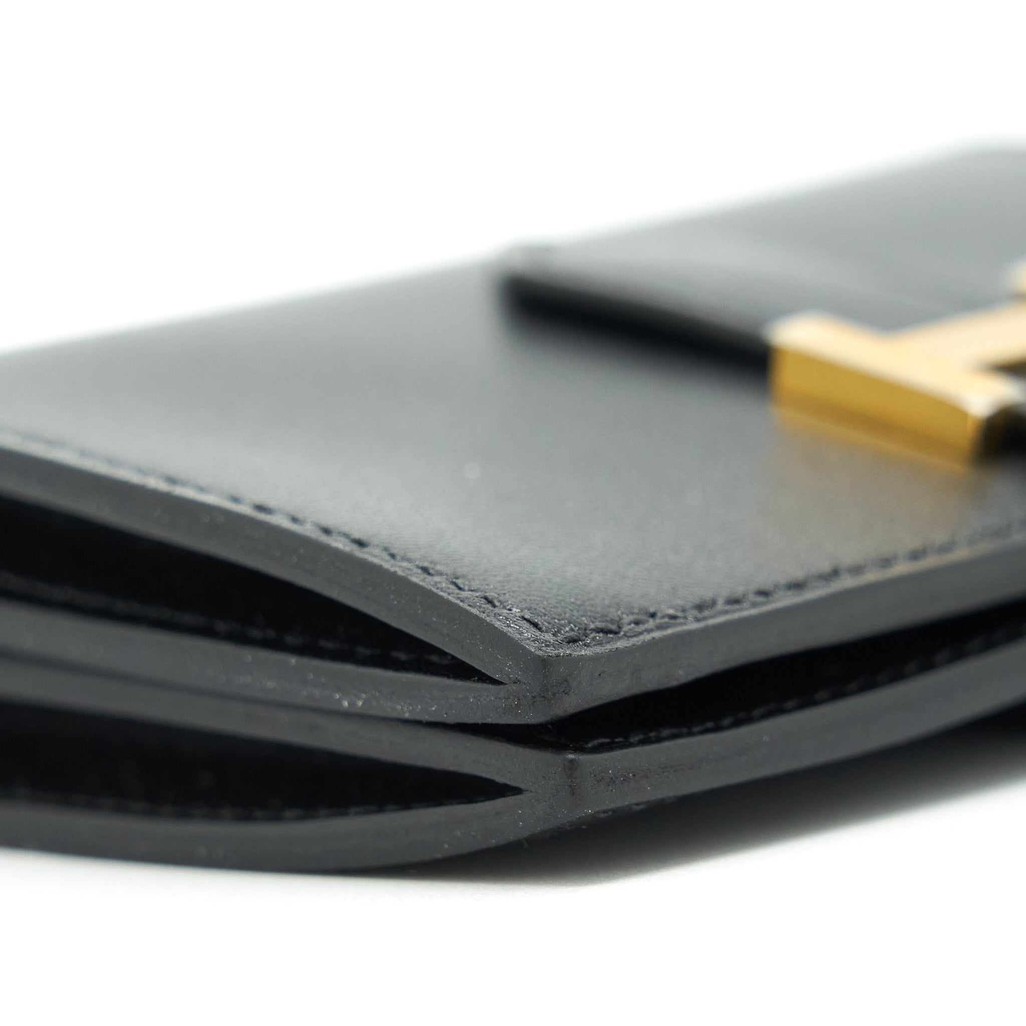 HERMES BEARN CARD HOLDER BOX CALFSKIN BLACK GHW