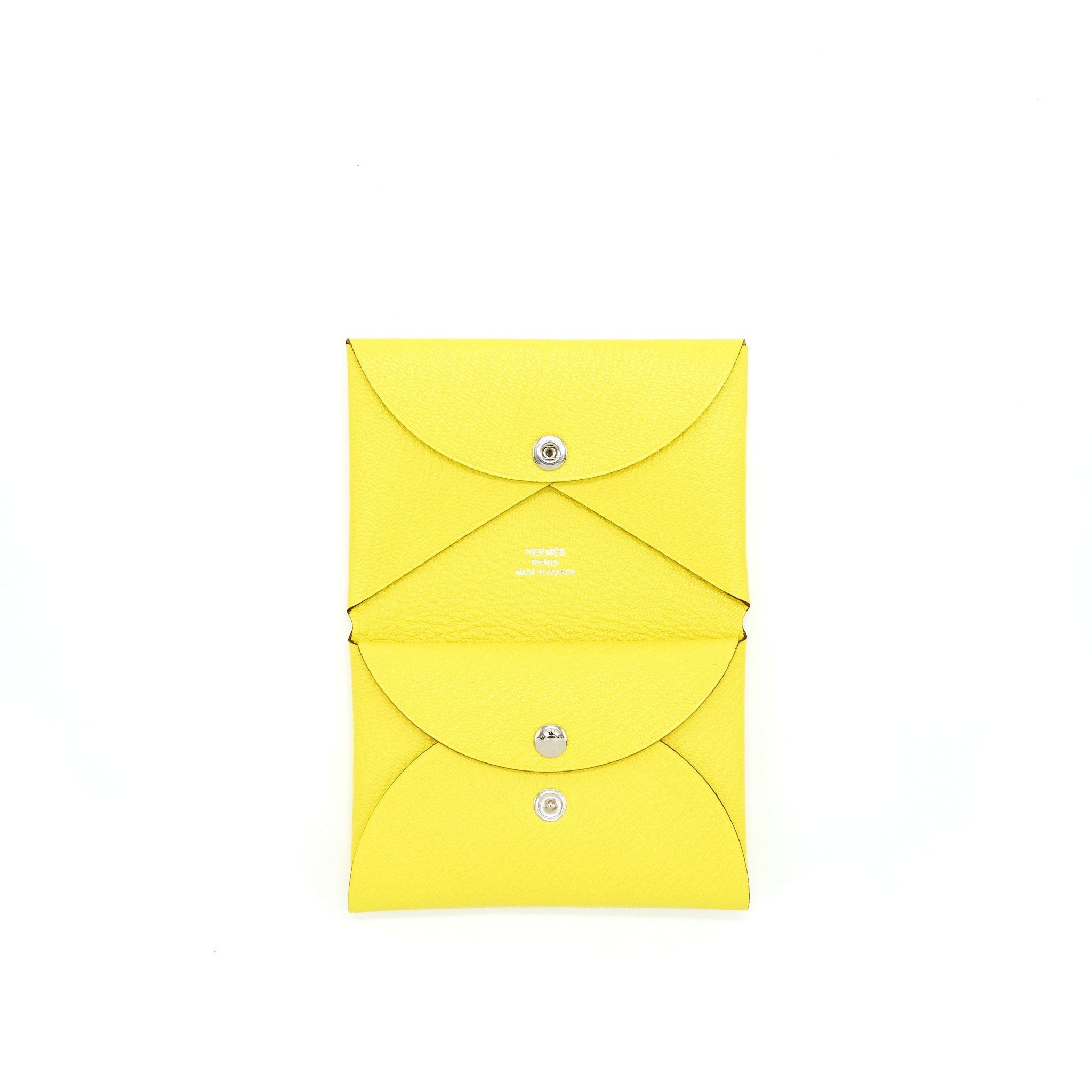 HERMES CALVI DUO CARD HOLDER CHÈVRE MYSORE JAYNE CITRON SHW