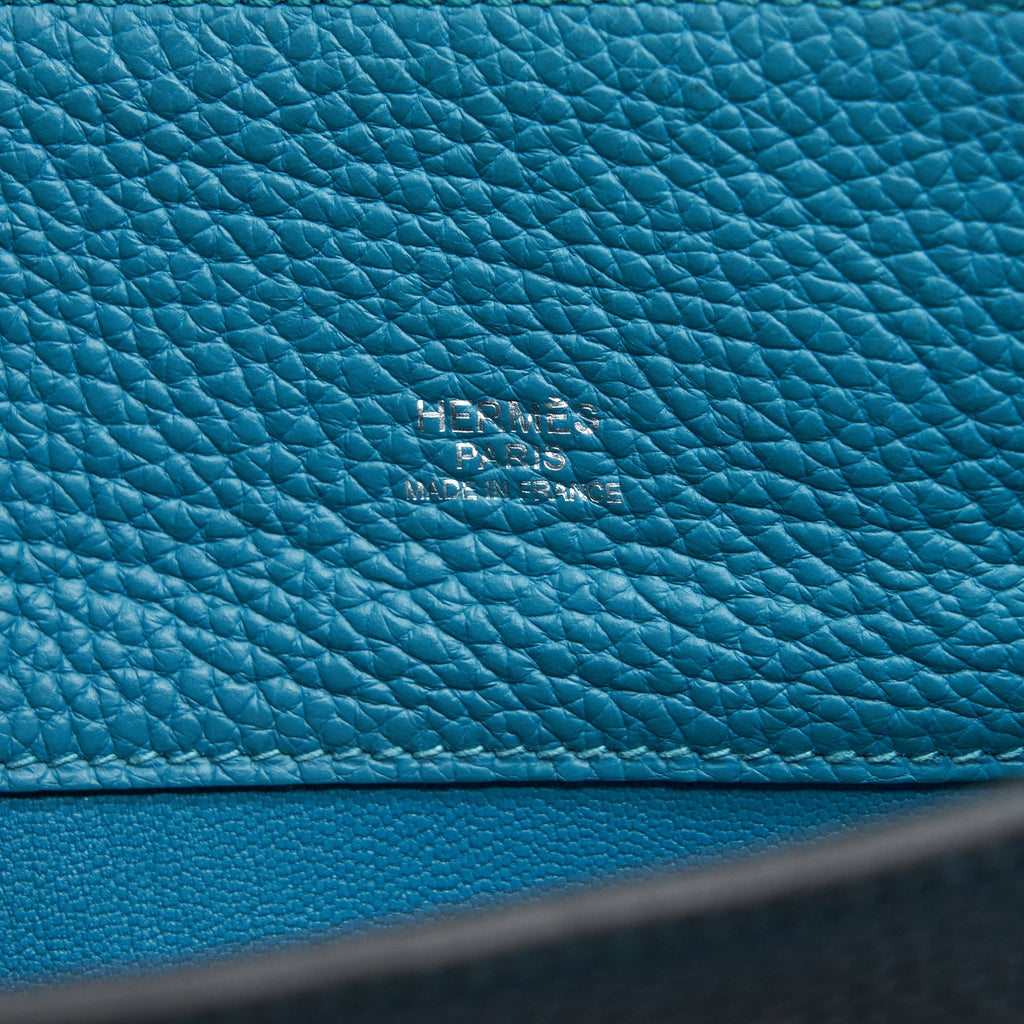 HERMES SO KELLY 22 TOGO BLUE COLVERT / TURQUOISE SHW