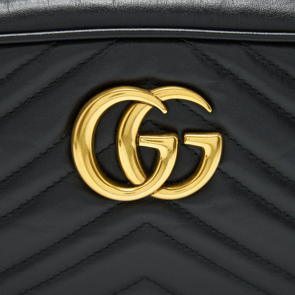 GUCCI GG MARMONT MATELASSE SHOULDER BAG BLACK GHW