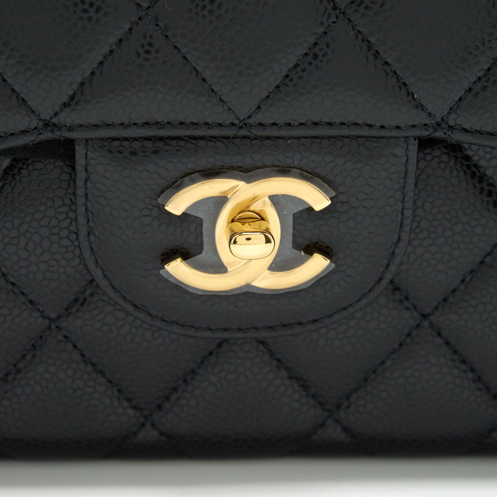 CHANEL JUMBO CLASSIC DOUBLE FLAP BAG CAVIAR BLACK GHW (MICROCHIP)