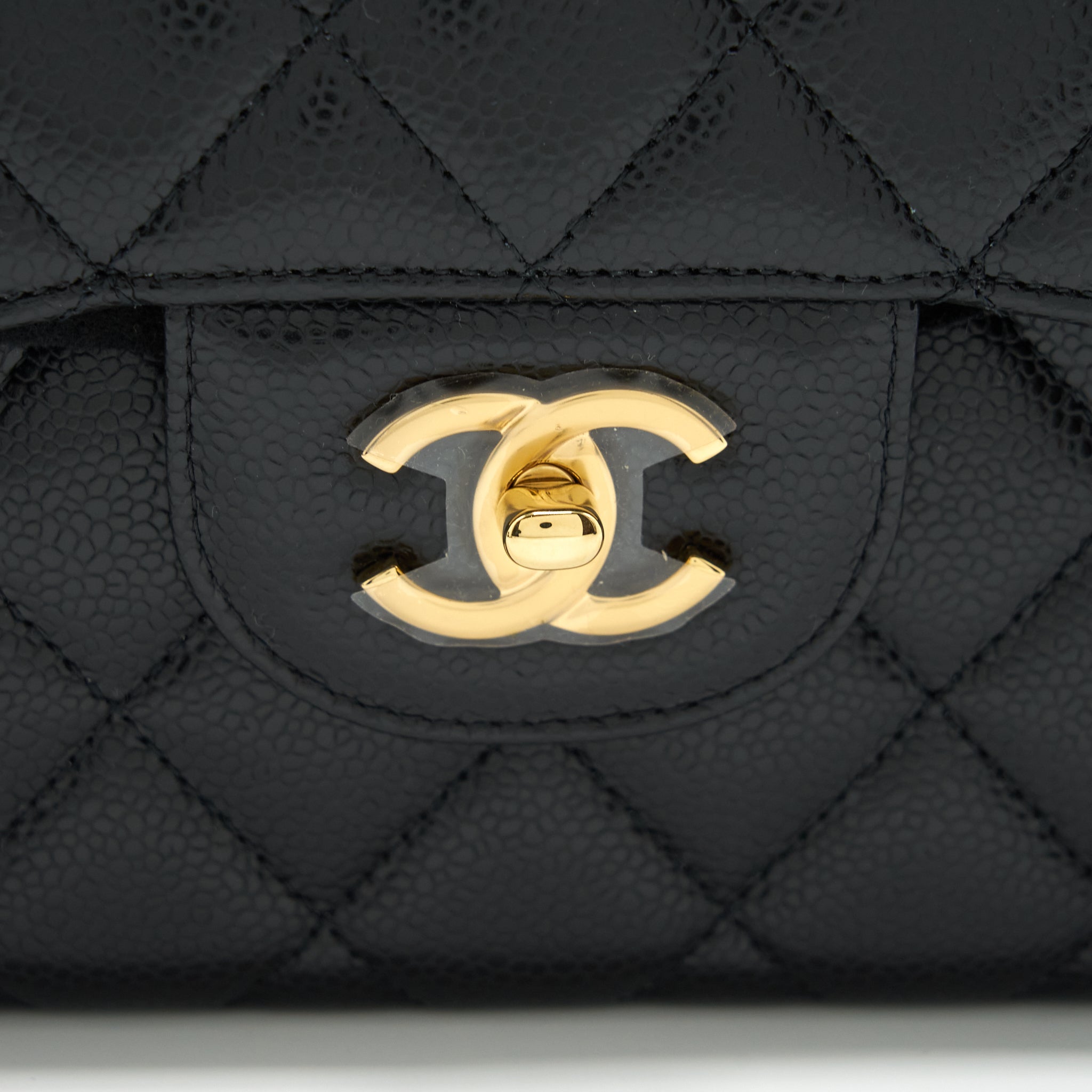 CHANEL JUMBO CLASSIC DOUBLE FLAP BAG CAVIAR BLACK GHW (MICROCHIP)