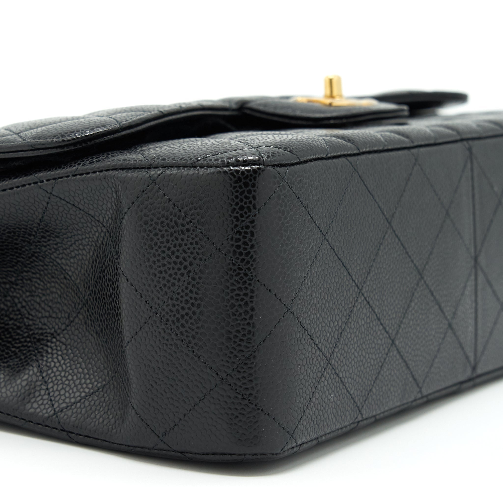 CHANEL JUMBO CLASSIC DOUBLE FLAP BAG CAVIAR BLACK GHW (MICROCHIP)