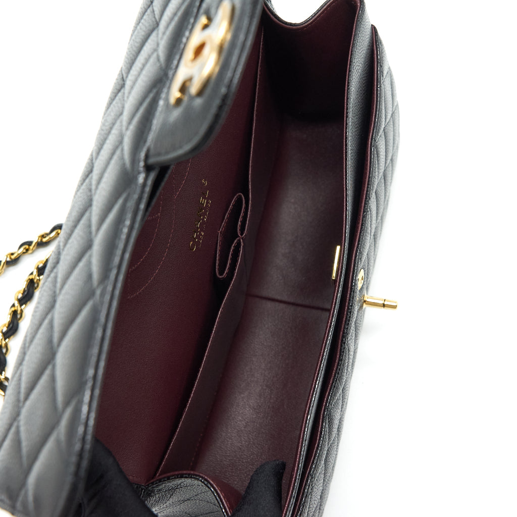 CHANEL JUMBO CLASSIC DOUBLE FLAP BAG CAVIAR BLACK GHW (MICROCHIP)