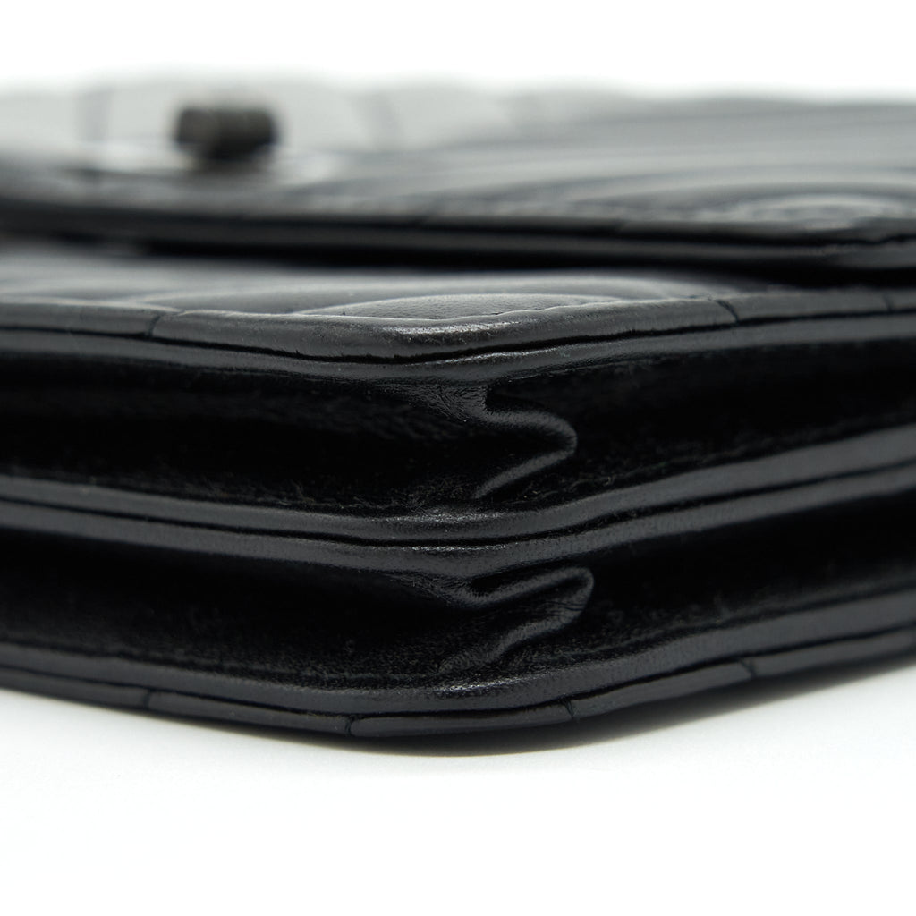 CHANEL 2.55 SQUARE WALLET ON CHAIN CHEVRON CALFSKIN SO BLACK