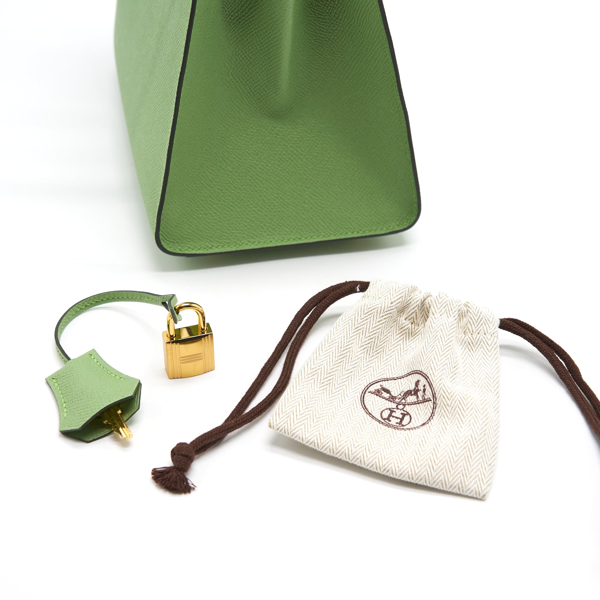 HERMES BIRKIN 25 SELLIER VERT CRIQUET GHW